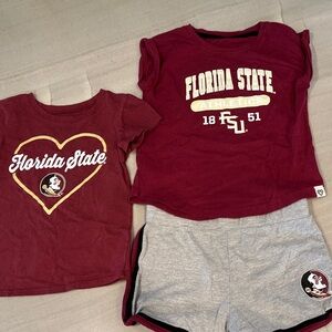 Florida State Kids Maroon and Gray Tee Set 4T, & FSU 3T Heart shirt.